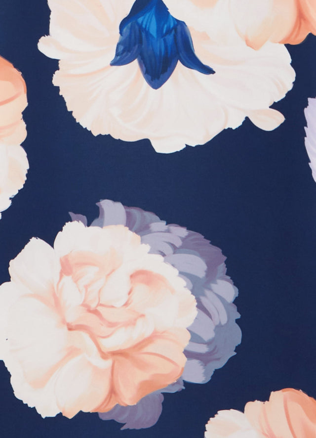 Exclusive Leo Lin Odette Midi Dress in Rosebud Print in Navy