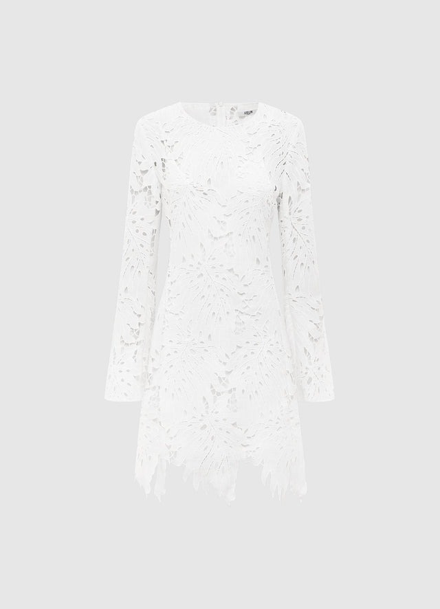 Exclusive Leo Lin Selena Lace Mini Dress in Snow