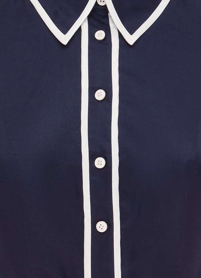 Exclusive Leo Lin Spencer Shirt Mini Dress in Oxford Blue